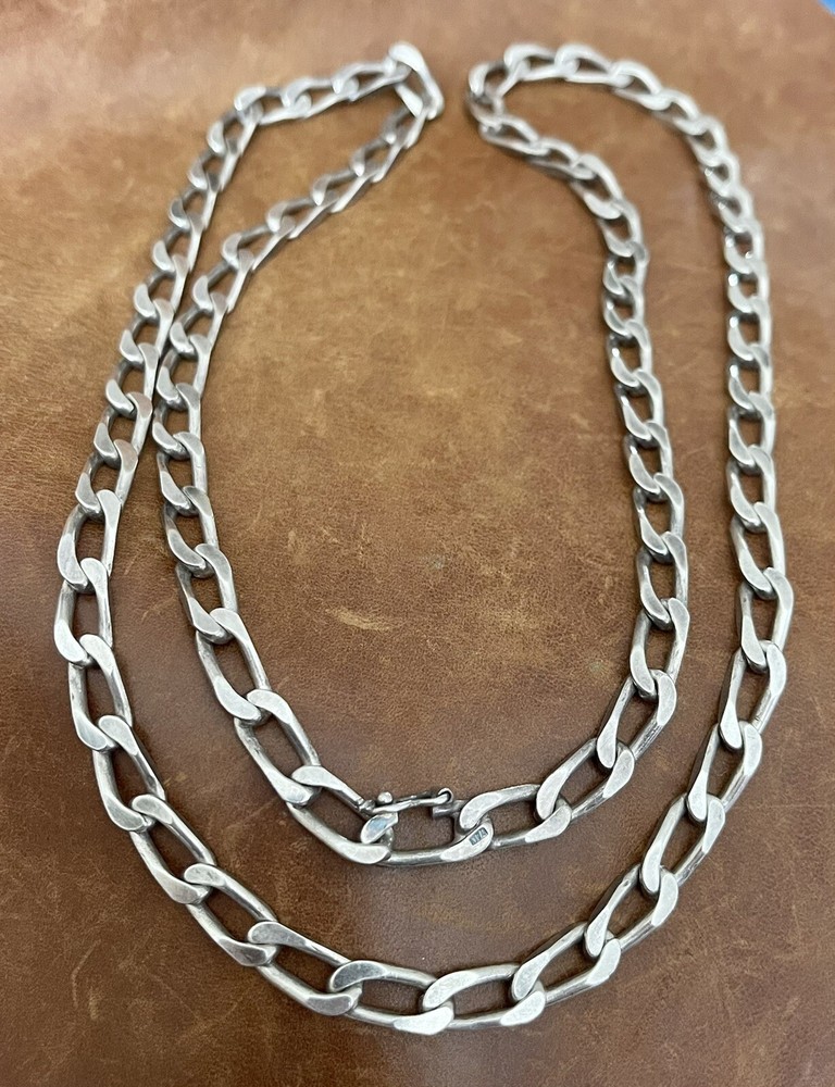 Vtg Heavy 925 Sterling Silver Curb Link Chain 6mm Wide Necklace 30”in/ 59.50 Gr