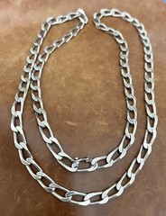 Vtg Heavy 925 Sterling Silver Curb Link Chain 6mm Wide Necklace 30”in/ 59.50 Gr