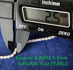 RARE & ELEGANT STRAND 2.5MM RICE PEARL NECKLACE (STERLING)