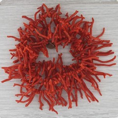 Vintage Coral Statement Necklace 835 Silver Coral Branch Fragment Beads 29″