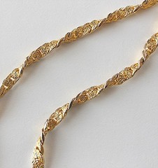 BEAUTIFUL VINTAGE GOLD PLATED TWISTED ROPE CHAIN 55″ SINGLE STRAND NECKLACE