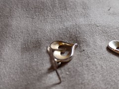 Vintage SU Thailand Sterling Silver Unique Shape Heart Pierced Earrings.