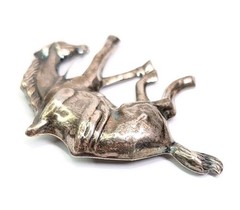Sterling Silver Horse Brooch Large Bucking Bronco Western Rodeo Equestrian 3-1/8