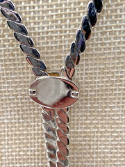Vintage MONET Victoria Silver Tone Slider Pendant Omega Tie Lariat Necklace