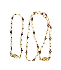 Vintage Genuine Rice Pearls & Almandine Garnet Beaded Necklace & Bracelet Set