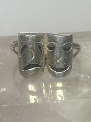 Tragic comic ring size 5.50 sterling silver tragedy comedy theatrical band theat