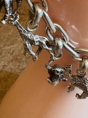 NIB Vintage Neiman Marcus FineArt 925 Silver Jungle Animals Charm Bracelet 70.3g