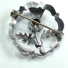 English Amethyst Rhinestone Thistle Brooch Silver Tone Wreath 1.5 in. by MIRACLE