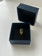 Vintage Green Cubic Zirconia Ring Gold Plated Womens Size 9