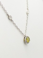 Estate $9000 2ct Certified Alexandrite VS H Diamond 14k White Gold Necklace 22″