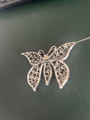 Vintage Weiss Black and Silver Rhinestone Butterfly Brooch ’50s Crystal Pin