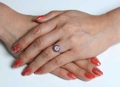 1.35Ct White Round Cut CZ & Red Baguette Antique Style Art Deco 925 Silver Ring
