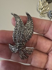 Vintage Brooch Lot of 7 Pcs 1950s 1960s 1970s Rhinestone Gem Retro Jewelry