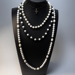 Necklace Lot Goth Coquette Vintage Acrylic Beads Metal Lace Cross Pendant Monet