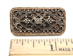 Gothic Celtic Scrollwork Openwork Bar Brooch Silver & Copper Tone 1.5″