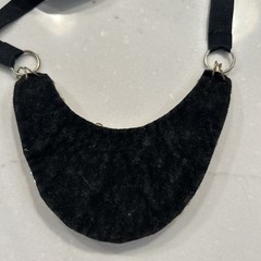 Vintage Beaded Collar Choker Necklace Imitation Pearls Gold Black Ribbon Retro