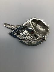 Rebecca Collins Signed Cherub/ Angel Face And Wing Scarf Ring 2.5 Inches