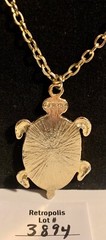Enamel Turtle Necklace Gold Tone White & Red Vintage
