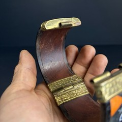 Vintage Mid Century Modern Atomic Cosmic Bangle Cuff Bracelet Inlays Brass