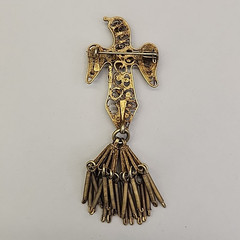Vintage Eagle Brooch Gold Filled Filigree Tassel C Clasp Artisan Antique 3.5″