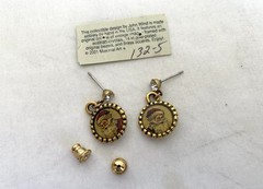 Vintage MAXIMAL ART John Wind SANTA CLAUS 14 kt Gold-plated EARRINGS / 2001 NWT