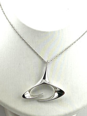 Mid- century modern pendant 925 Sterling silver 18″ long chain necklace unsigned