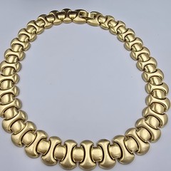 Vintage Matte Gold Necklace Chunky Linked Statement Collar