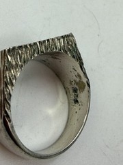 Vintage Sterling Silver Ring Scorpion Signet Bar Black Mens 8 8.5 Carved Rustic