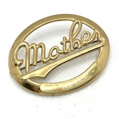 VTG 40’s Gold Cursive Mother LARGE Pin Brooch Victorian Mother’s Day BEAUTIFUL
