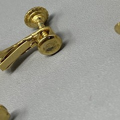 Gold Tone Hoop Earrings Retro Greek Key Hinged Clip On Screw Back Geometric 1.25