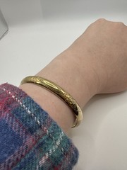 Vintage 14K Gold Filled Marathon Hinged Bangle W/ Floral Etching