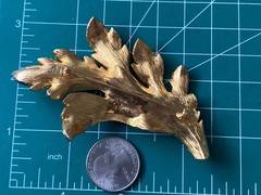 vintage Large YELLOW Gold Tone Leaf Pin Brooch Vintage 1960s SUPER HEAVY 3D VTG