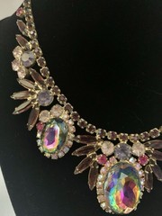 Vtg 1960’s Juliana D & E Watermelon Heliotope Rhinestone Necklace 15″