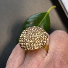 Vintage Cocktail Ring Estate Jewelry Pre-owned Champagne Crystal Dome Any Size