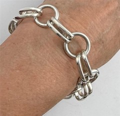 Taxco Mexico 925 Sterling Silver Chunky Links 38.4 grams Bracelet 8.5″ Long
