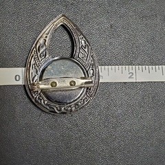 Dark silver tone rhinestone teardrop shaped brooch