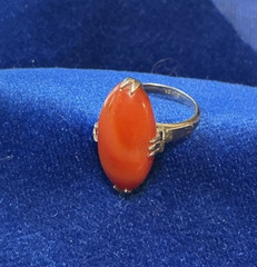 VINTAGE BANDED AGATE RING SIZE 4.25 SILVER