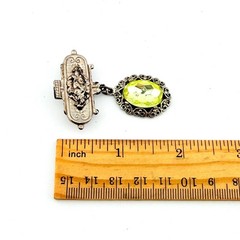 Vintage Yellow Rhinestone Bar Drop Dangle Brooch Lapel Pin Victorian Revival