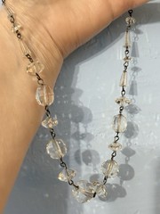Art Deco Sterling Silver Faceted Rock Crystal Necklace 17 Inches