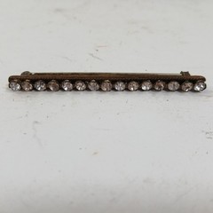 Antique Rhinestone Bar Brooch, Prong Set Stones, C Clasp Vintage