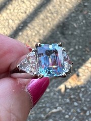 VINTAGE 14K WHITE GOLD AQUAMARINE RING ENGAGEMENT ANNIVERSARY HEAVY CHUNKY