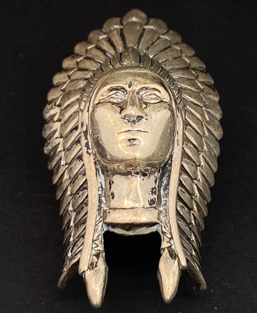 Old Pawn Bolo Tie Indian Headdress Sterling Silver NO CORD