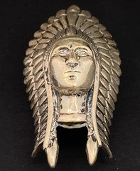 Old Pawn Bolo Tie Indian Headdress Sterling Silver NO CORD