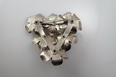 Vintage C Clamp Silver Plated Metal Flower Cluster Pin Brooch