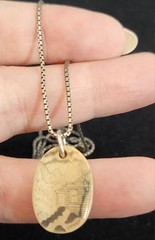 Vtg Signed Scrimshaw Pendant Necklace 925 Diagonal Italy Sterling Silver Chain