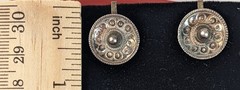 Vintage Sterling Silver Screw Back Earrings Round Dome Beaded Design Art Deco
