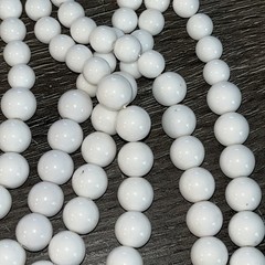 Vintage MCM White 7 Strand Chunky Statement Necklace BIB 30in Long Acrylic Beads