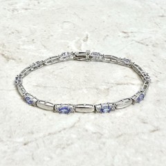 10K Tanzanite & Diamond Bracelet – Solid 14K White Gold Tanzanite Bracelet