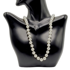 Career Classic Knotted Coated Glass Faux Pearl Silver Tone Vintage Necklace