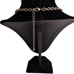 VINTAGE Women’s Silver Tone Black Acrylic Beads Necklace 8.5 in + 3.5 in